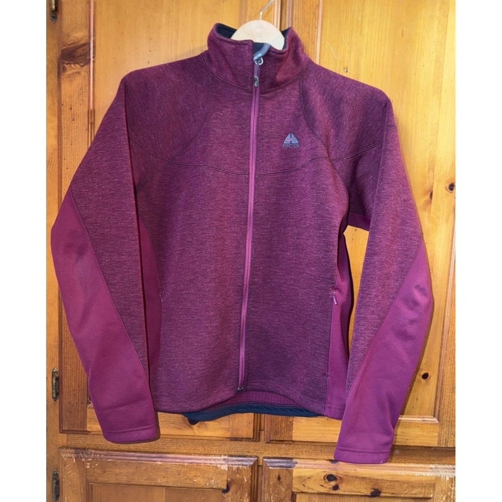 Nike ACG Jacket Burgundy Red Wool Blend Polyester Track Running Coat Men's M Zip